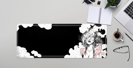 BURNT OUT Girl Large Desk Mat